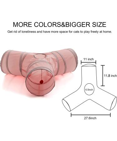 SunStyle Home 3-Way Cat Tunnel Toy with Peek Hole and Ball - Pink - Buy Online on GoSupps.com