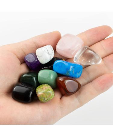 Ouubuuy Chakra Gemstones Healing Stones 11 Pieces Natural Crystals Stone Semi-Precious Stones Set Heart
