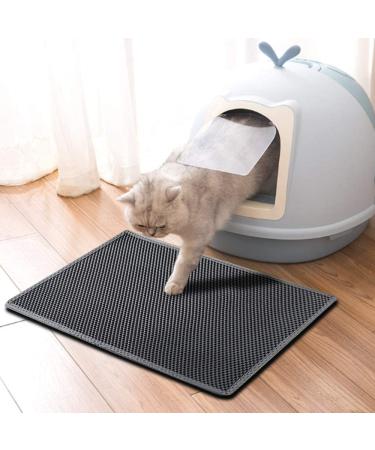 Kaxionage Cat Litter Mat - Double Layer Honeycomb Design for Scatter Control, Waterproof & Easy to Clean - 15 x 24 - Grey - Buy Online on GoSupps.com