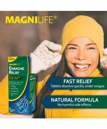 MagniLife Earache Relief: Fast-Acting Natural Swimmers Ear Pain Relief - 90 Quick Dissolve Tablets - Buy Online on GoSupps.com
