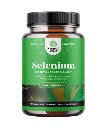 Pure Selenium Thyroid Support Supplement - Selenium 200mcg Antioxidant Supplement and Natural Immune Booster for Adults - Adult Immune Support Vitamins and Mind and Memory Supplement for Brain Support