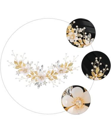 DOITOOL Rhinestone Pearl Hair Comb Pearl Hair Clips Crystal Hair Clips Floral Hair Accessories Wedding Hair Clips Womens Hair Accessories Tiara Hair up Bride European and American White - Buy Online on GoSupps.com