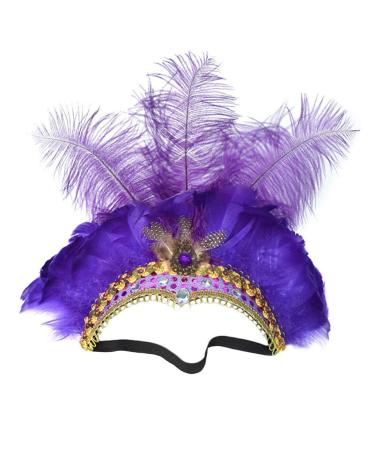 FRCOLOR Feather Headband Vintage Fascinator Carnival Headpiece Party Masquerade Pageant Show Headdress (Purple)