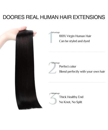 Doores Clip-In Extensions - Real Human Hair Natural Black 50cm (20 Inch) 7 Pieces 110g Remy Seamless Hair Extensions - Buy Online on GoSupps.com