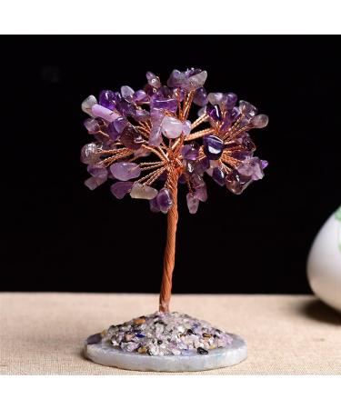 KatLin 1PC Natural Amethyst Rose Quartz Tree of Life Rock Mineral Specimen Reiki Therapy Home Decor DIY Gift Souvenir Ornaments (Color : Amethyst)