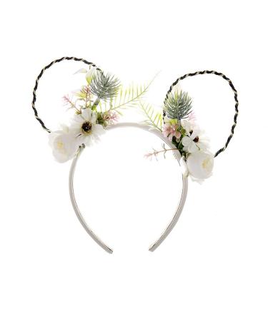 amangul Cartoon Flower Decor Headband for Ears Shaped Hair Hoop Party Headpiece Hair Band Party Cosplay Costume Props Unisex(2)