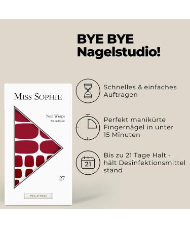 Buy Miss Sophie Pedi Wraps - Paris Je T'Aime Red Nail Foils for Pedicure | Ultra-Thin Long-Lasting Self-Adhesive Nail Wraps - International Shipping Available - Buy Online on GoSupps.com