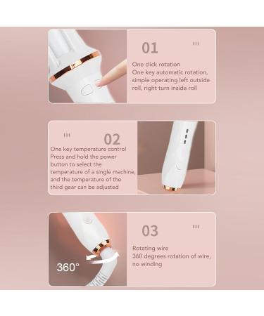 Automatic Curling Iron 1 Inch Ionic Hair Curler Self Rotating Curling Iron with Long Barrel for Waves and Curls Anti Tangle Rotating Curling Wand for Hair Styling White - Buy Online on GoSupps.com