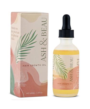 Ash & Beau Hair Growth Oil with Biotin  Rosemary  Castor  Tea Tree  Ginger - Promotes Thicker  Longer & Stronger Hair (60ml)