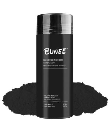Bunee Hair Fibres - Hair Thickener - Hair Loss Coverage in 30 Seconds - 100% Natural Cotton Hair Powder Women and Men (Black 27.5g)