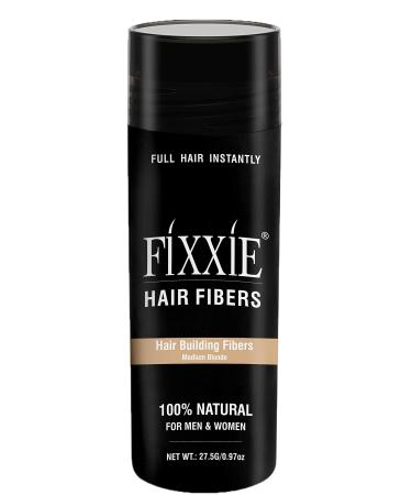 FIXXIE Hair Fibres MEDIUM BLONDE for Thinning Hair 27.5g Bottle Hair Fibre Concealer for Hair Loss for Men and Women Naturally Thicker Looking Hair with Keratin Hair Fibers.