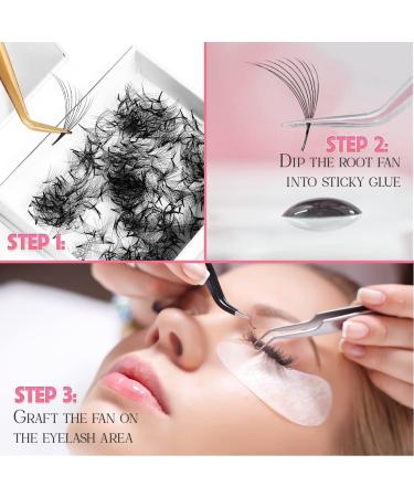 Glamoreyelash 500 Promade Fans Loose Paper Box | Natural 5D-8D-10D Eyelash Extension | Handmade Mink Lashes | C D Curl for Cat Eye | 8-16mm Length - Buy Online on GoSupps.com