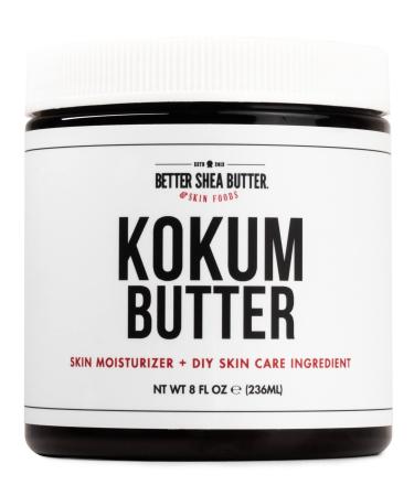 Pure Kokum Butter - Vegan Thickener / Scent-Free Base for Whipped Body Butter, Soap Making Supplies, Lotion Bars, Lips Balms - Light & Firm (8 oz Jar) 8 Fl Oz Jar (pack of 1)