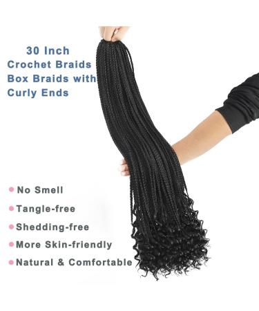 8 Packs 30 Inch Crochet Box Braids Hair with Curly Ends - Pre Looped Extensions in 1B for Goddess Box Braids - Buy Online on GoSupps.com