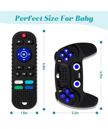 2-Pack Silicone Remote Control Game Pad Teether Toys for Baby 6-12 Months - Sensory Chew Toy for Toddler - Black - Buy Online on GoSupps.com