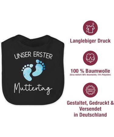 Shirtracer Baby Bib: Our First Mother's Day Watercolor Feet Design in Blue & Black - Perfect Gift for New Moms - Buy Online on GoSupps.com