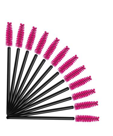 50 Pcs Disposable Mascara Wands Eyelash Brush Spoolies for Eyebrow Eye Lash Extension (Rose+Black)