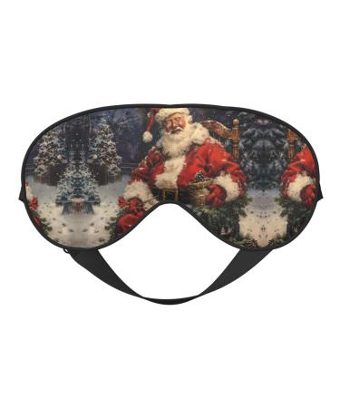 SSIMOO Merry Christmas Print Ultra-Soft Light-Blocking Eye Mask for Optimal Comfort and Restful Sleep Black