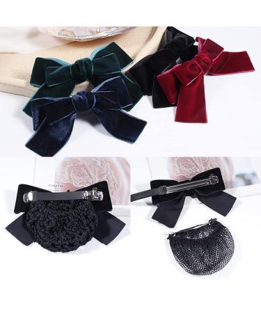 JIHUOO Women's Hair Net & Bow Clip - Stylish Hair Accessories for Stewardess Banks & Hotels - Elegant Black - Buy Online on GoSupps.com