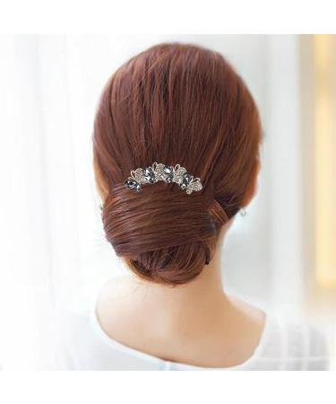 Sankuwen Grey Flower Rhinestone Hair Comb - Perfect Mother's Day & Birthday Gift - Buy Online on GoSupps.com