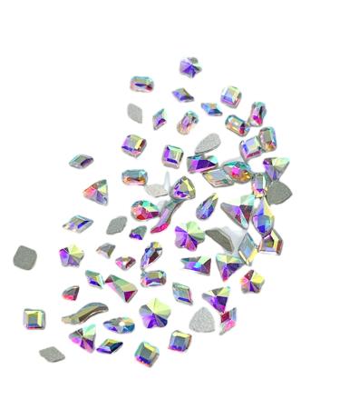 FEIlei 100Pcs Mixed Glass Crystal Hybrid Diamond Rhinestones Nail Art Decorations Drop Rhombus Flatback Stones 3D Gems