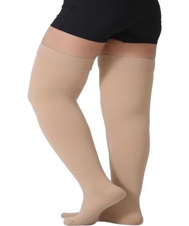 TOFLY Medical Thigh High Compression Stockings | 20-30mmHg Graduated Compression Socks | Silicone Band Support | Varicose Veins, Edema, Travel | Beige 3XL - Buy Online on GoSupps.com