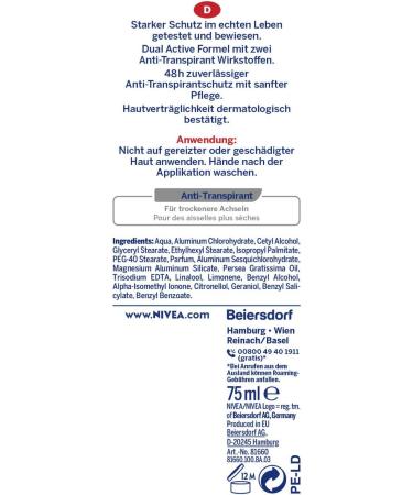  NIVEA NIVEA Dry Comfort Antiperspirant Cream Deodorant for All Everyday Situations with 48h Protection 75ml - Buy Online on GoSupps.com