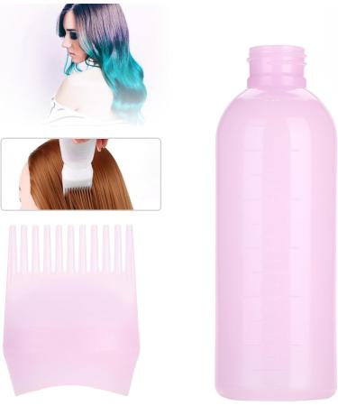 AZMUDE Hair Oil Bottle 160ml Hair Dyeing Brush Bottle Plastic Hair Color Oil Comb Applicator Tool with Scale for Hair Dye Coloring (Pink) - Buy Online on GoSupps.com
