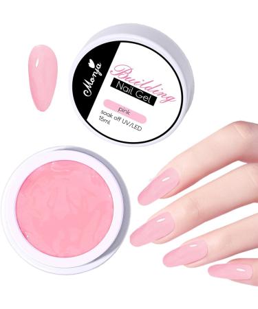 Solid Nail Glue Gel Hard Nail Extension | No-Sticky Hand Building Gel Art Modeling Sculpture Gel Nail for Home Nail Salon Pink - Buy Online on GoSupps.com