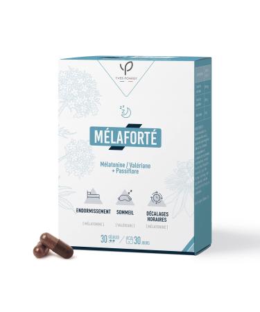 Ponroy-Melafort - Food Supplement with Melatonin, Passiflora and Valerian - Sleep Disorders - Fast Sleep - Night Wake - Complete Solution - 30 Capsules - Made in France