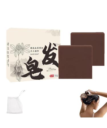 Polygonum Shampoo Soap Natural Polygonums Multiflorum Solid Shampoo Moisturizes Repairs Hair Soap Deep Cleansing of the Scalp for All Hair Types 2 pieces