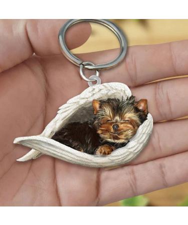 Sleeping Dog Angel Car Pendant | Cute Dog Lover Keychain Ornament for Moms | Rear View Mirror Accessories | Perfect Gift for Pet Owners - Buy Online on GoSupps.com