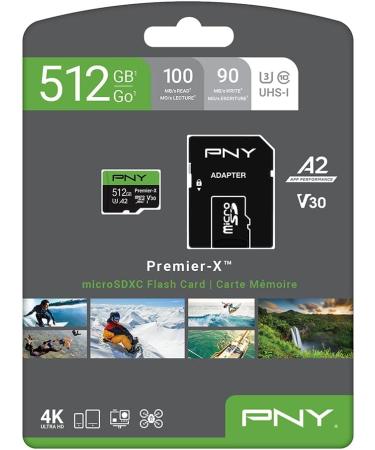 PNY 512GB Premier-X Class 10 U3 V30 microSDXC Flash Memory Card - High Capacity Storage - Buy Online on GoSupps.com