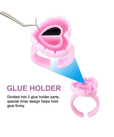 Infilila 200PCS Disposable Glue Rings for Eyelash Extensions - Lovely Heart Shape Pink Lash Extension Supplies - Buy Online on GoSupps.com