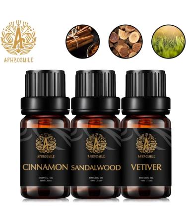 Therapeutic-Grade Aromatherapy Essential Oils Set Sandalwood Cinnamon Vetiver Essential Oils Set 100% Pure Aromatherapy Essential Oils Kit for Diffuser Massage Humidifier 3x10ml - Buy Online on GoSupps.com