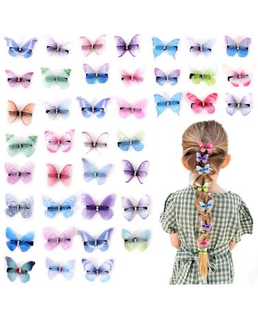 Organza Butterfly Clips for Girls  40 Pcs 3D Butterfly Hair Clips Medium Size  Fabric Butterfly Hair Clips for Women Wedding Party DIY Hair Accessories (Colorful)