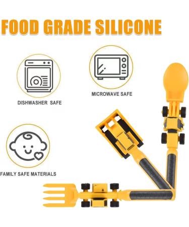 Buy Forhome Silicone Baby Cutlery Set - 3-Piece Construction Theme Fork & Spoon for Toddlers - Bulldozer Excavator & Shovel Designs - Perfect for Young Children - Buy Online on GoSupps.com