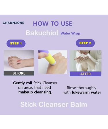 CHARMZONE Bakuchiol WaterWrap Stick Cleanser | Portable Makeup Remover Balm | Non-Irritating Deep Clean Face Wash 11ml - Buy Online on GoSupps.com