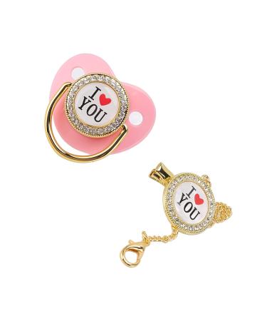 Bling Pacifier Set | Stylish & Healthy Pacifier with Chain Clip for Photos - Rosa M | Prevent Loss Ideal for International Shipping - Buy Online on GoSupps.com