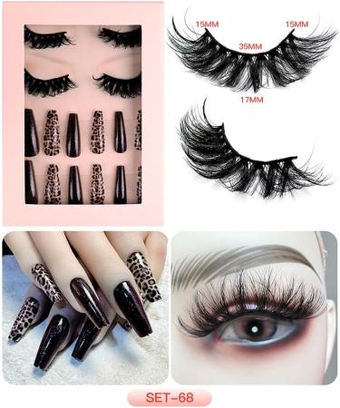 PLCPDM Eyelashes Natural Look False Eyelashes Press on s Reusable Fake s with Glues for Women SET69 - Buy Online on GoSupps.com