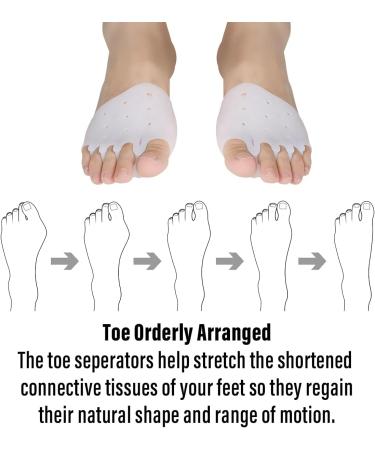 Silicone Toe Spreader Set - Bunion & Hammer Toe Correction Gel Separator for Pain Relief - 4 Pairs - Buy Online on GoSupps.com