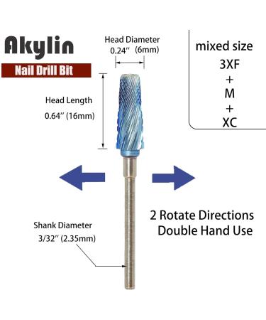 Akylin Super Pro 5 in 1 Nail Drill Bits Carbide Tapered Bit 3/32" Shank - Manicure Nail Art Acrylic/Hard Gel Fast Remover Two Way Rotate 5 in 1 Type-A - Buy Online on GoSupps.com