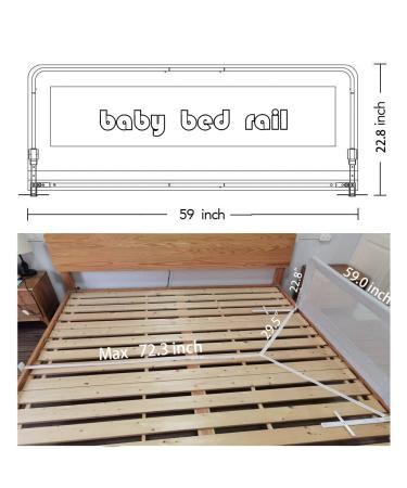 Extra Long Foldable Baby Toddler Bed Rail Guard - 59 Tall Safety Bedrail for Full & Queen Size Beds - Grey - Buy Online on GoSupps.com