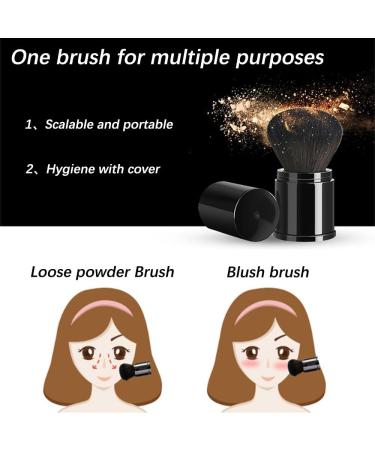 Retractable Kabuki Foundation Brush Portable Makeup Brush Travel Face Blush Brush for Powder Mineral Foundation Blending Blush Black - Buy Online on GoSupps.com