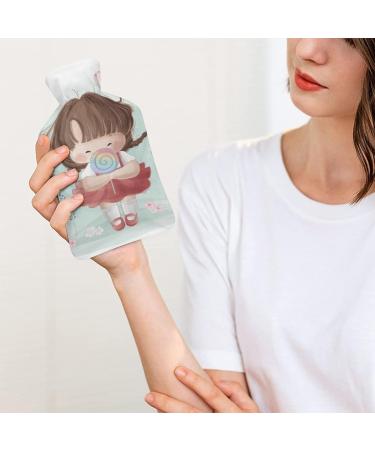 Cute Little Girl Hot Water Bottle with Plush Cover | Hand Warmer for Adults & Children - 26.5x15.3cm - Buy Online on GoSupps.com