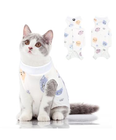 SUNFURA Cat Recovery Suit, Kitten Surgical Full Bodysuit for Abdominal Wound Protector Anti Licking After Surgery, Professional Bandages Cone E-Collar Alternative for Small Male & Female Pets S Cat