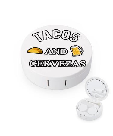 Tacos And Cervezas Round Case For Contact Lens Kit Storage Box with Mirror Printed