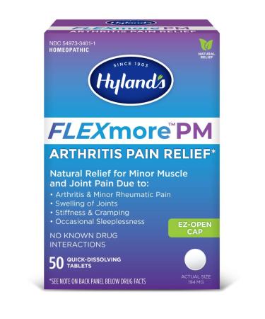 Hyland's Arthritis Pain Relief, Hyland's FLEXmore PM for Back, Neck, Joint, and Muscle Pain Relief, 50 Quick-Dissolving Tablets