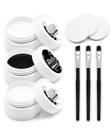 3-Piece Black & White Face Paint Set (1.76 oz Each) - Professional High Pigment Makeup Kit for Halloween SFX Skeleton Ghost Skull Cosplay - Body & Face Costume Party Accessory for Kids Adults