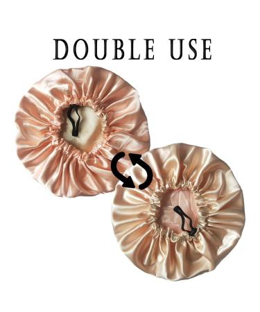 LadayPoa 2PCS Satin Adjustable Bonnet Hair Caps for Women | Double-Sided Bonnet Hair Wrap | Black+Pink - Buy Online on GoSupps.com